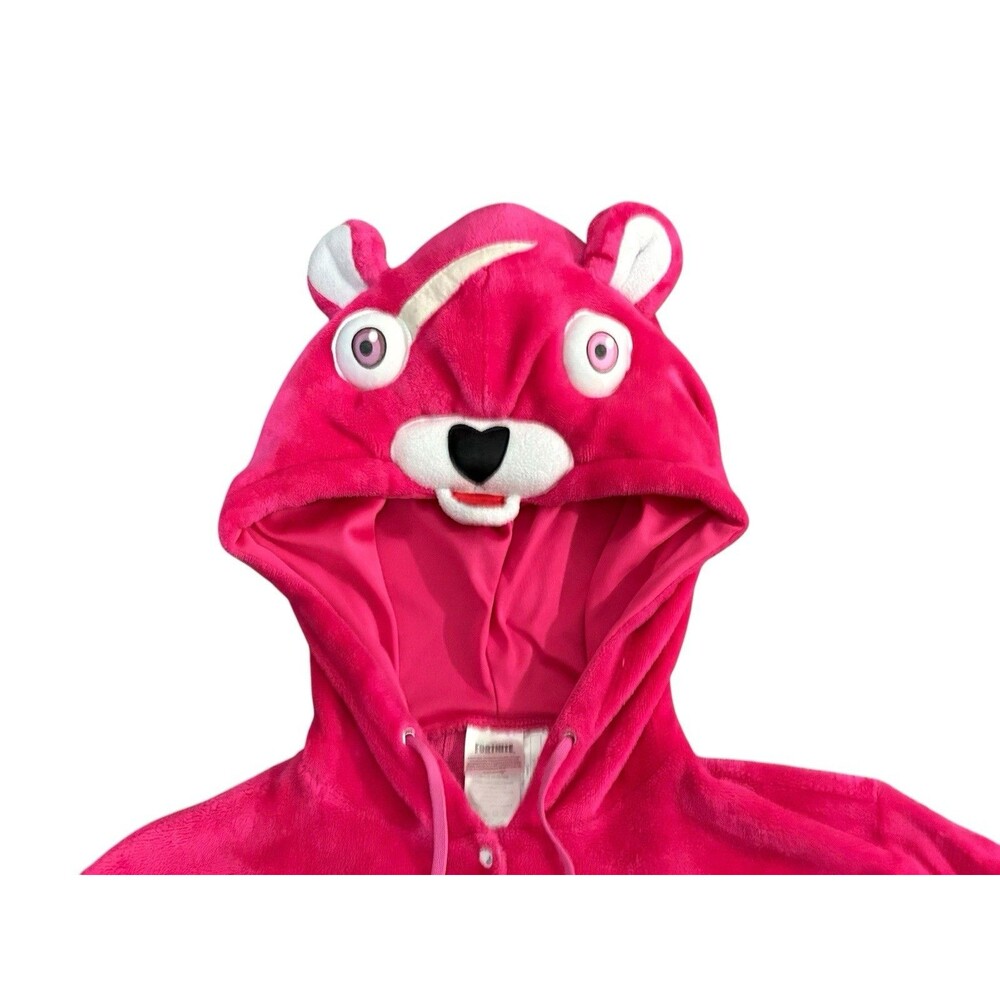 Fortnite Cuddle Team Leader Adult S/M Pink Plush Hooded Costume Spirit Halloween